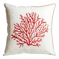 Almofada algodão bordado Coral   Branco / Vermelho  0.45l  X 0.45a