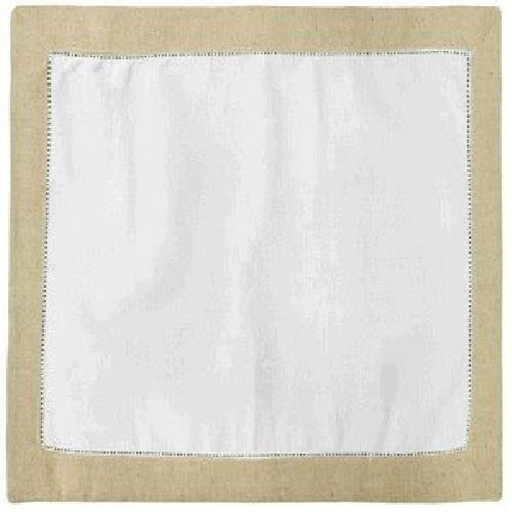 Guardanapo Borda Algodão Branco/ Caqui 0.45l  X 0.45a