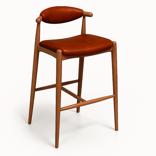 Banqueta Alta Grain Couro Marrom  - Dsg Studio +A