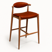 Banqueta Alta Grain Couro Marrom  - Dsg Studio +A